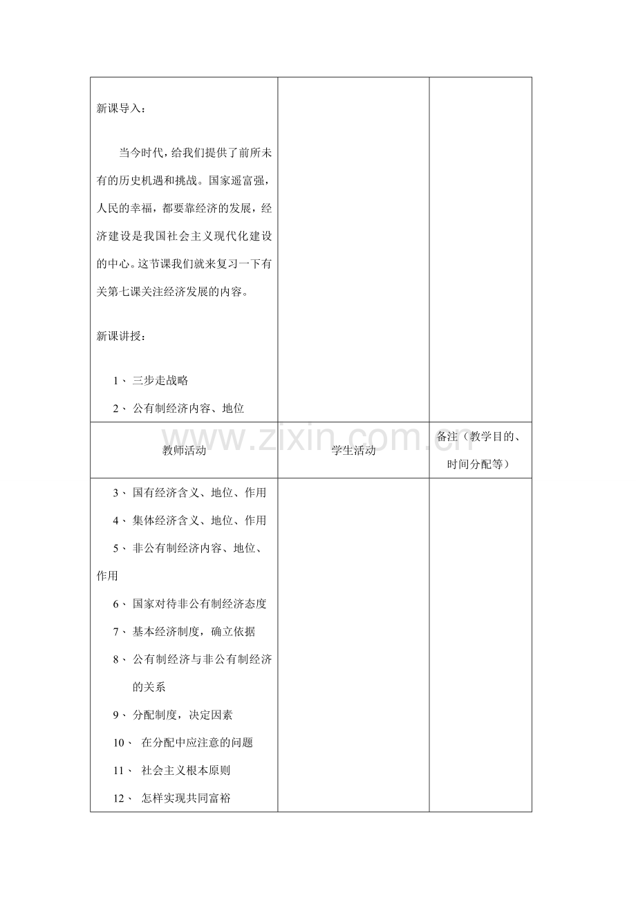 吉林省四平市第十七中学九年级政治全册《第七课 关注经济发展》复习教案1 新人教版.doc_第2页