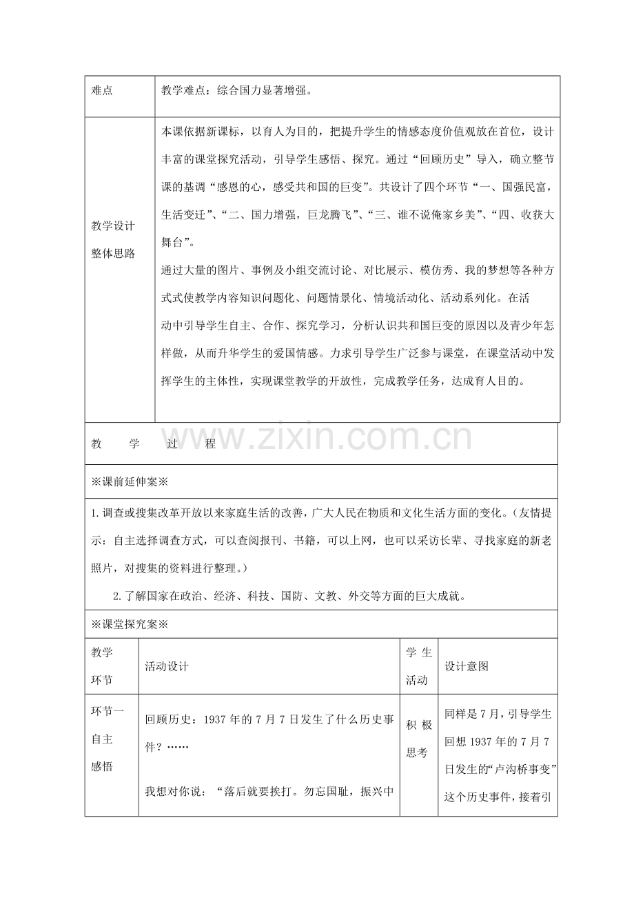 九年级政治全册 第三课 第1框 感受共和国的巨变教案 鲁教版-鲁教版初中九年级全册政治教案.doc_第2页