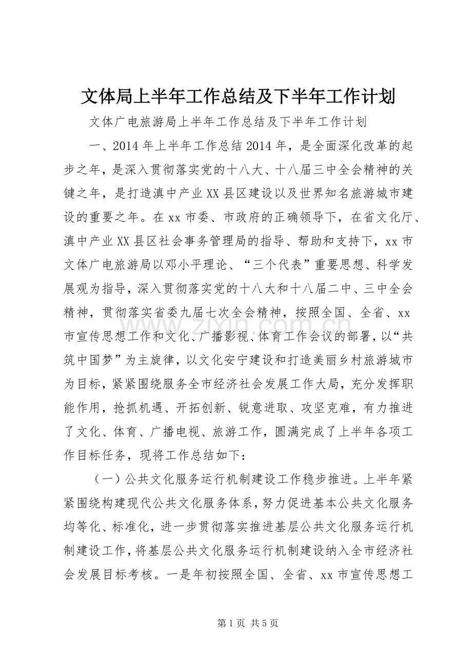 文体局上半年工作总结及下半年工作计划.docx_第1页