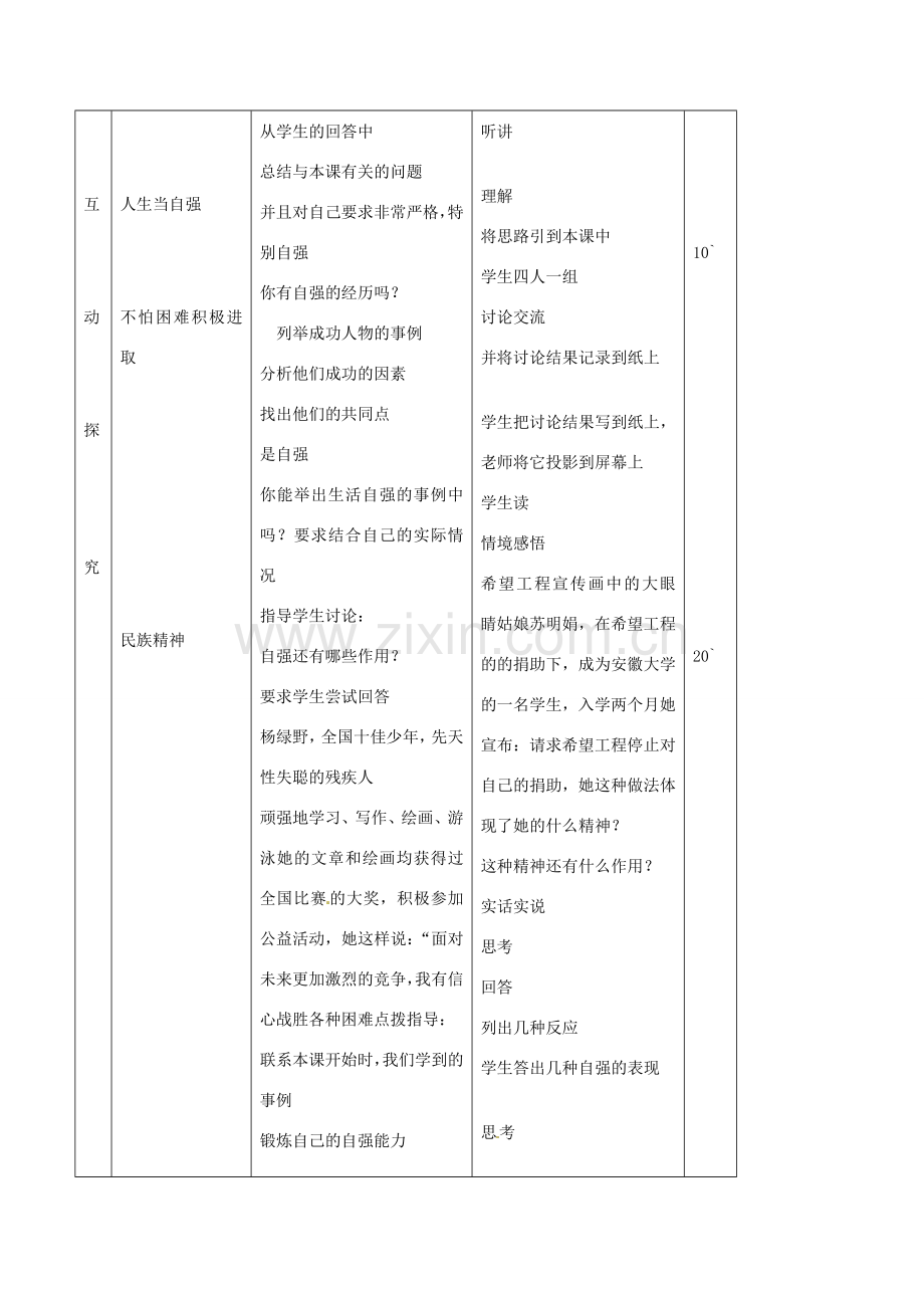 （秋季版）七年级道德与法治上册 第三单元 生活告诉自己“我能行”第六课 人生当自强 第2框 走自立自强之路（描绘自强人生）教案 鲁人版六三制-鲁人版初中七年级上册政治教案.doc_第3页