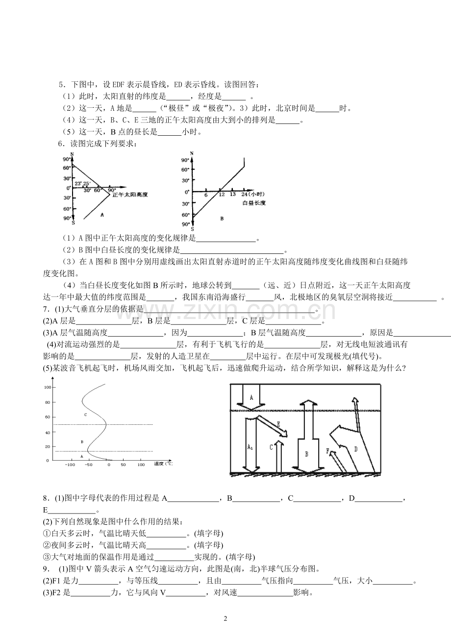 高中地理必修一试题及复习提纲.doc_第2页