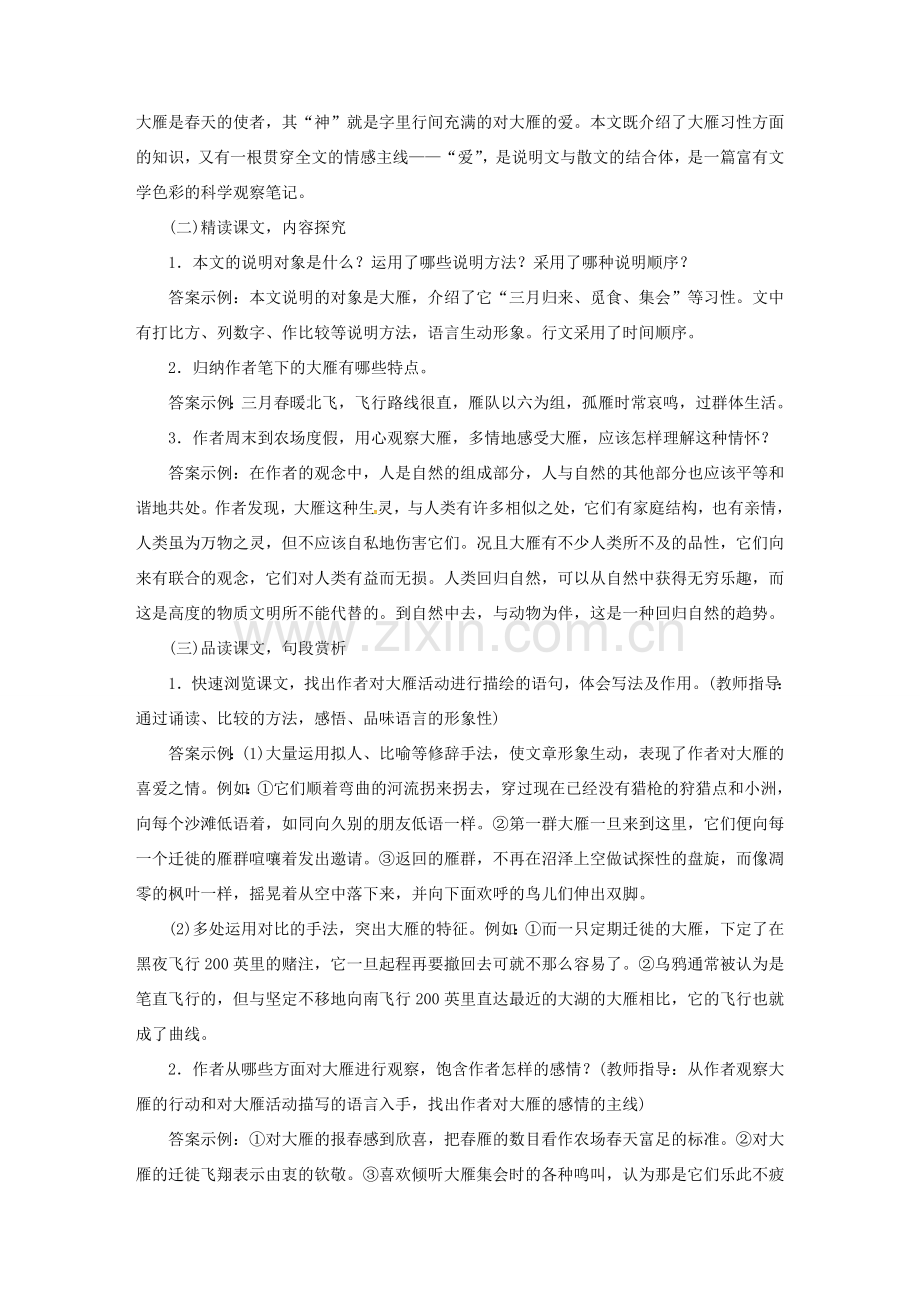 春八年级语文下册 第二单元 7 大雁归来教案 新人教版-新人教版初中八年级下册语文教案.doc_第3页