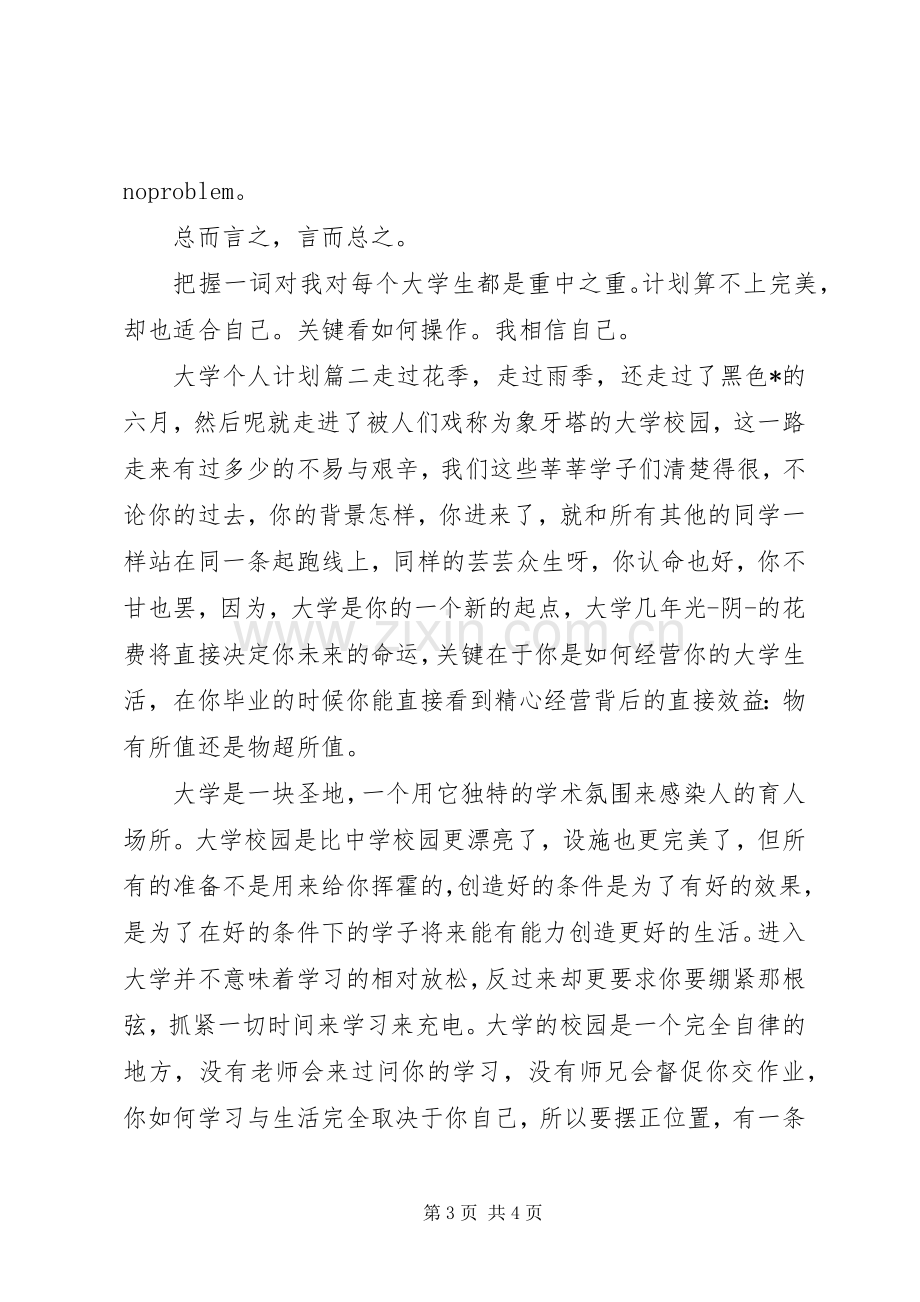 20XX年大学个人计划.docx_第3页