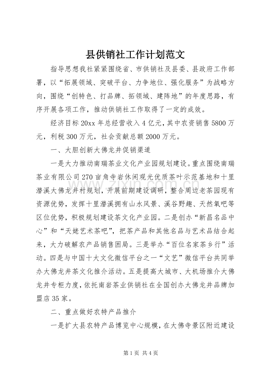 县供销社工作计划范文.docx_第1页