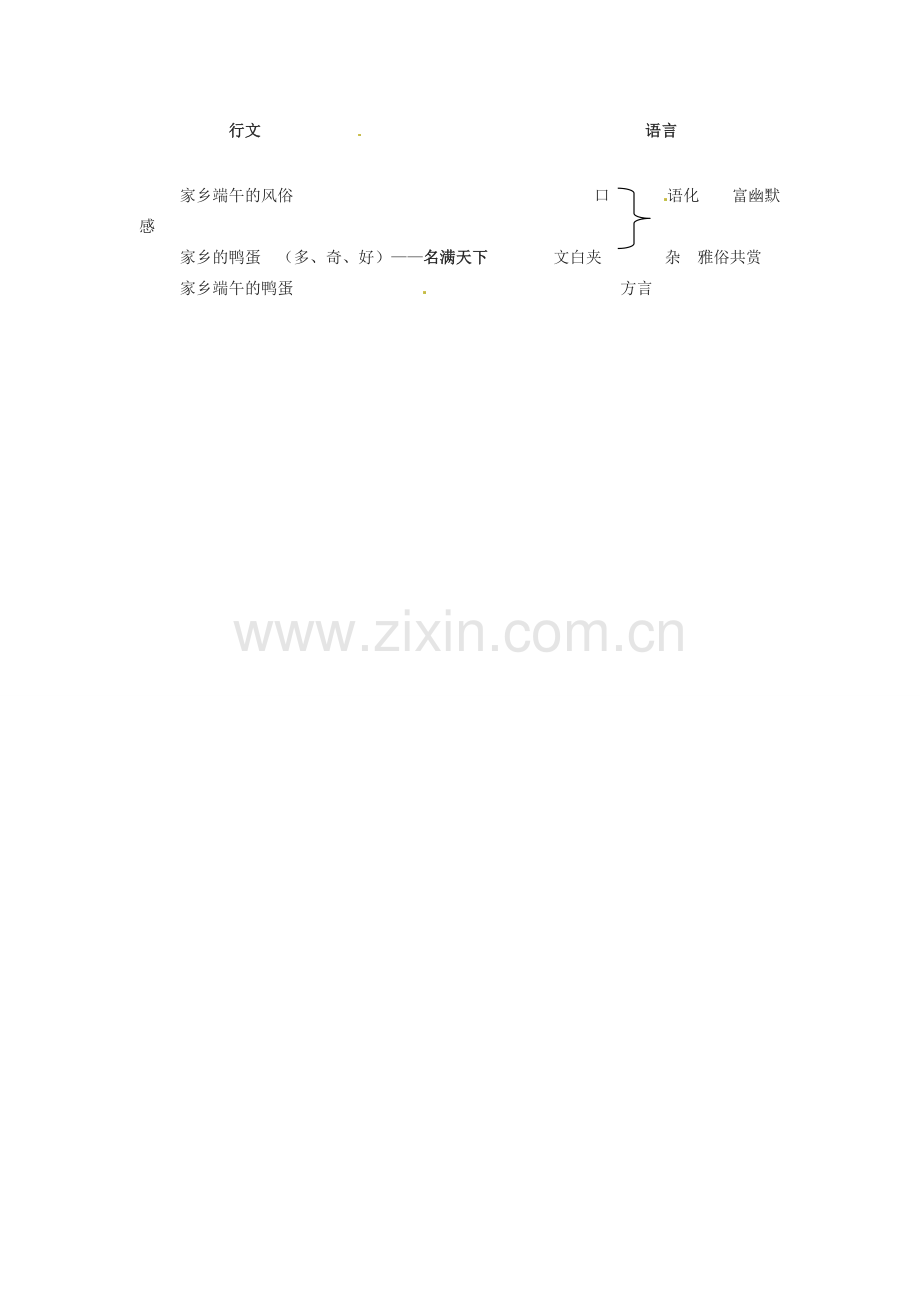 河南省濮阳市南乐县西邵中学八年级语文下册《第17课 端午的鸭蛋》教学设计 新人教版.doc_第3页