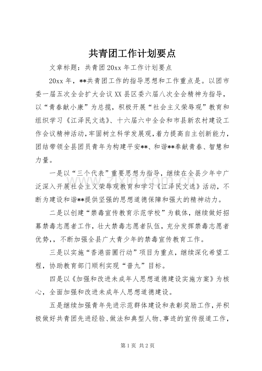 共青团工作计划要点.docx_第1页