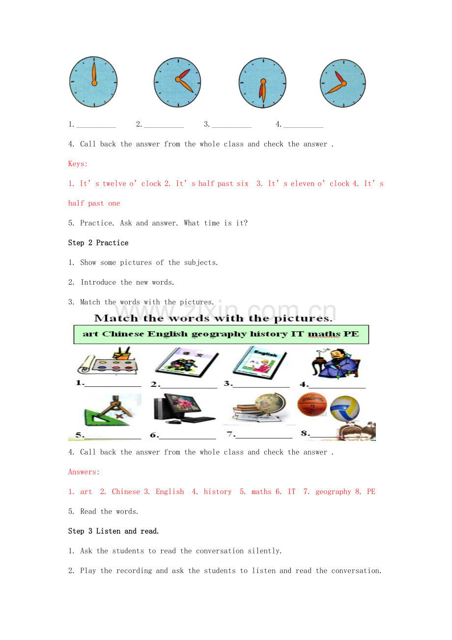 七年级英语上册 Module 5 My school day教案 （新版）外研版.doc_第3页