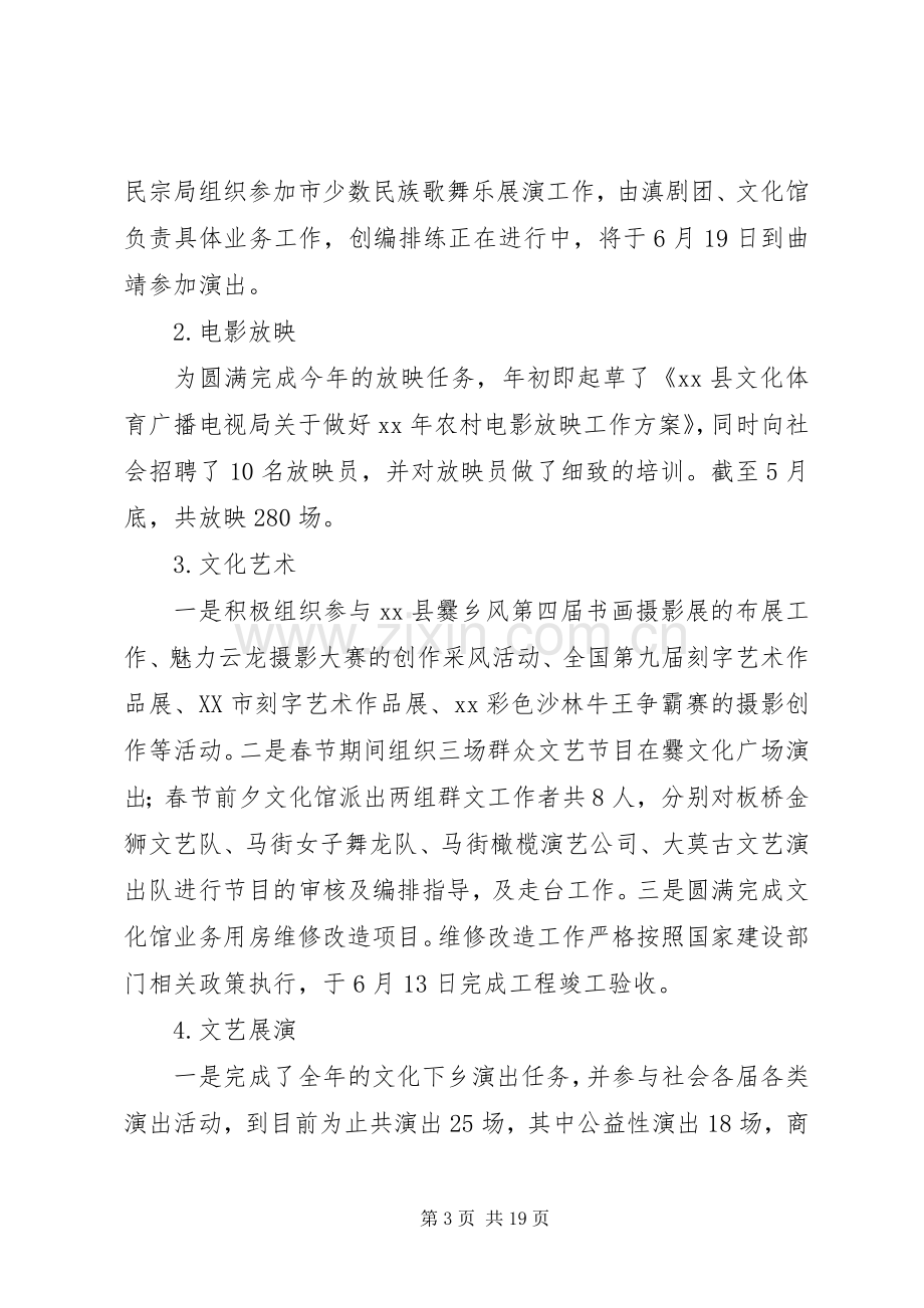 XX年文广新局20XX年上半年工作总结范文及下半年工作计划.docx_第3页