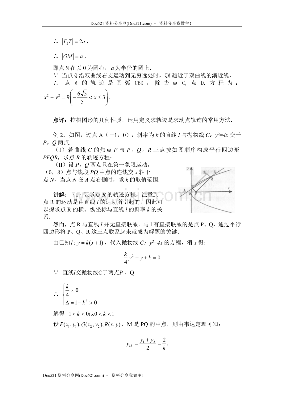 中国人民大学附中特级教师梁丽平高考数学综合能力题30讲第20讲曲线轨迹的探求.doc_第3页