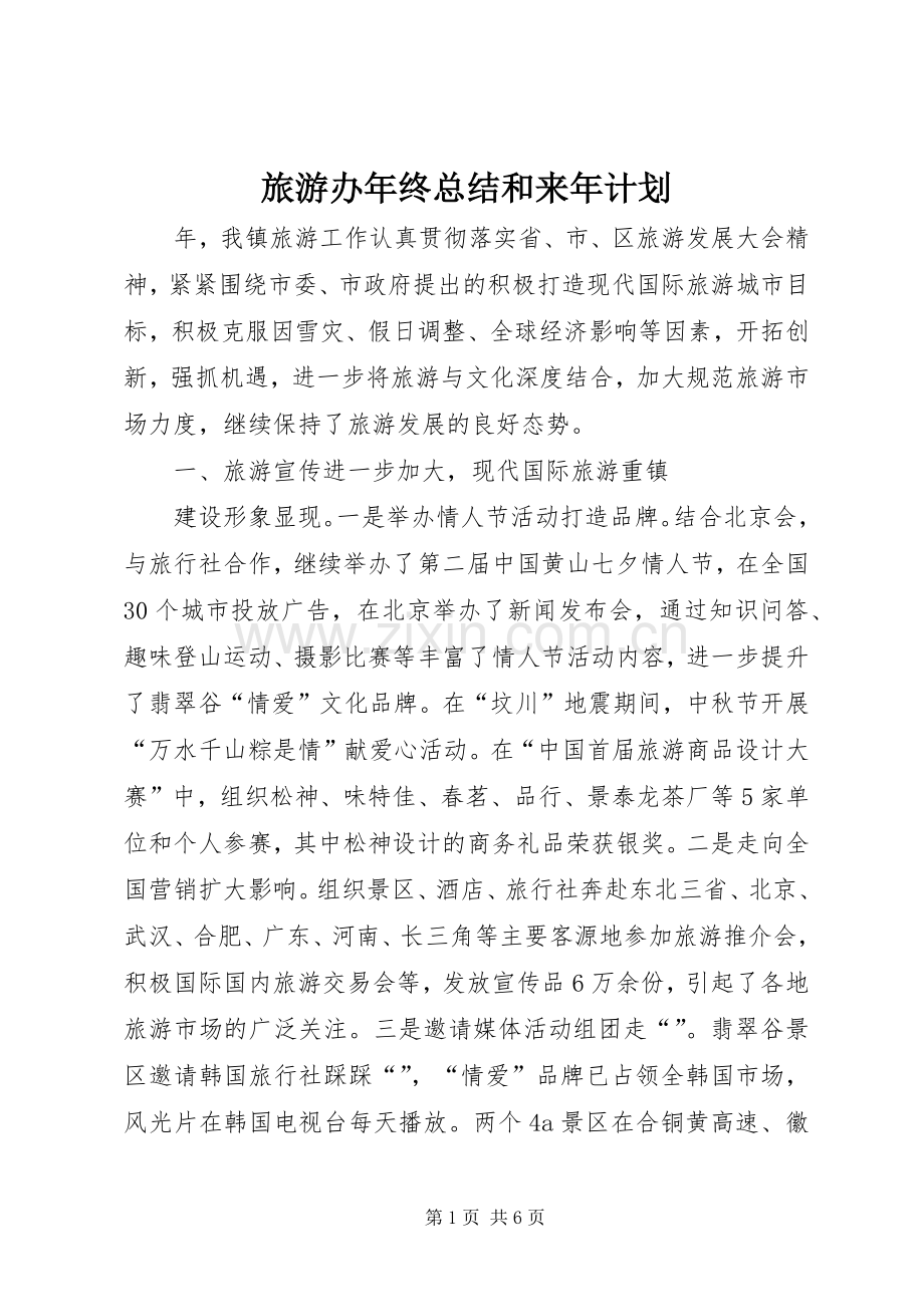 旅游办年终总结和来年计划.docx_第1页