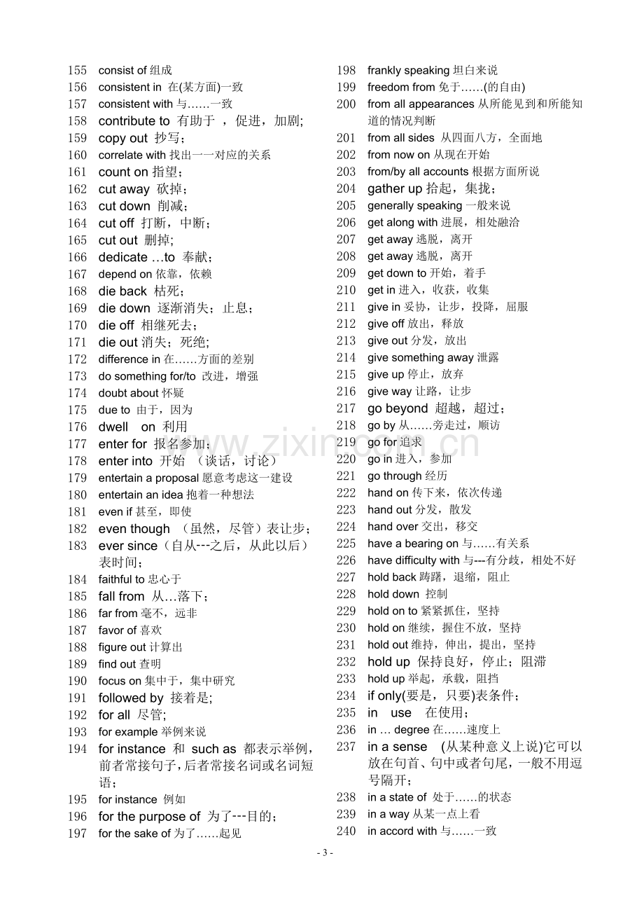 完形填空词组及固定搭配常考汇总.doc_第3页