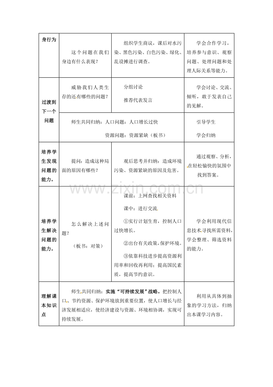 九年级政治 第二单元 第4课实施可持续发展战略教学设计（二）.doc_第2页