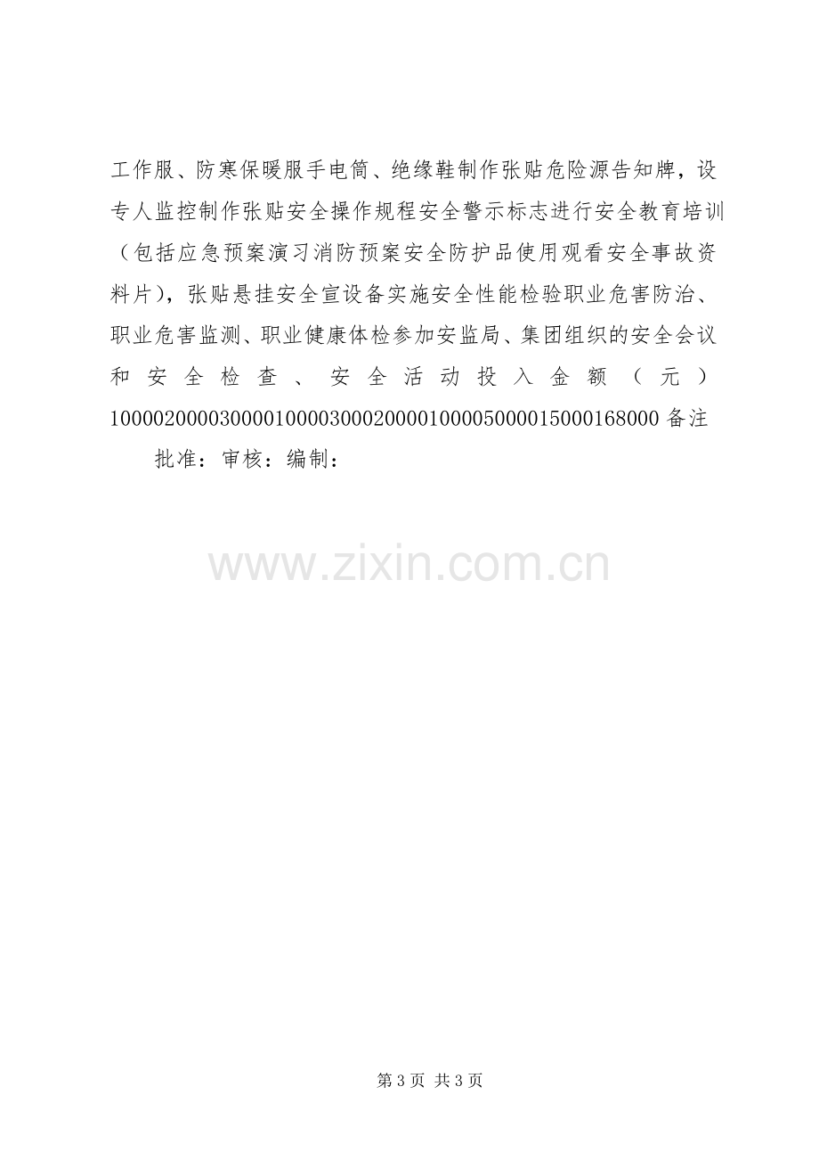 XX年度安全生产资金投入计划.docx_第3页