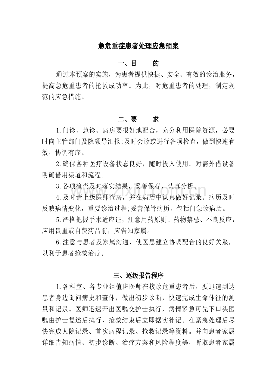 d急危重症患者处理应急预案.doc_第1页