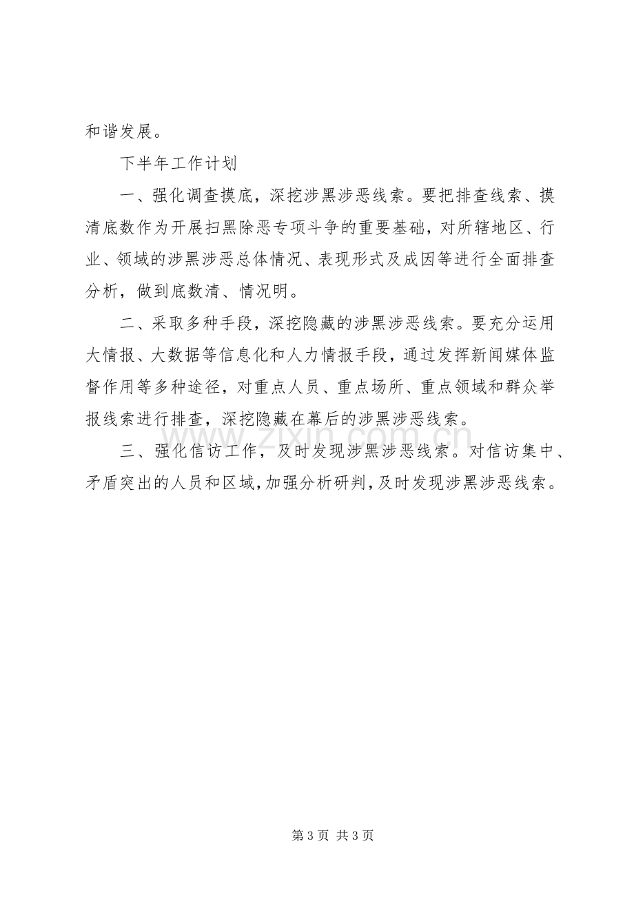 关于上半年扫黑除恶专项斗争总结及下半年工作计划.docx_第3页