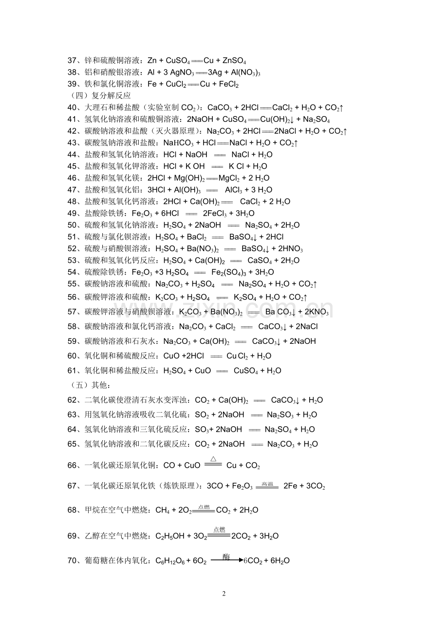 化学方程式和化学式总结A4纸.doc_第2页