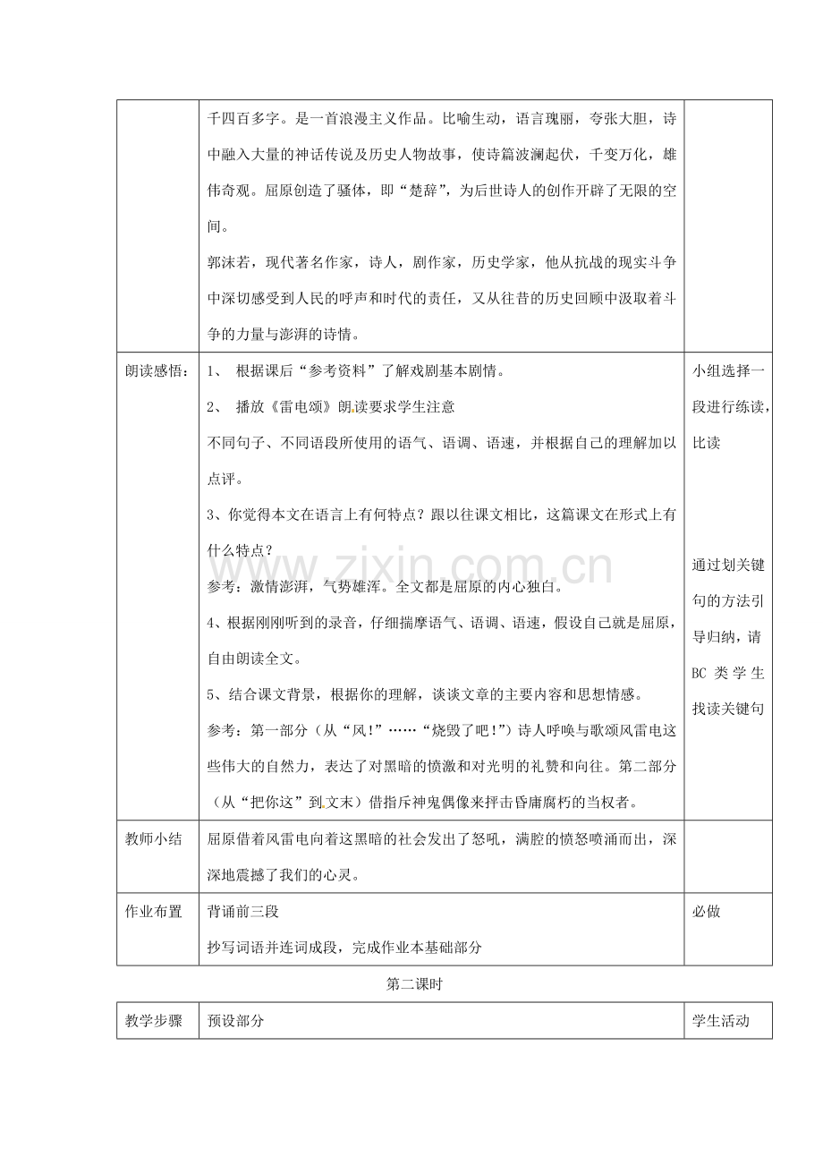 浙江省瑞安市安阳镇上望一中八年级语文下册 《7.雷电颂》教案 人教新课标版.doc_第2页