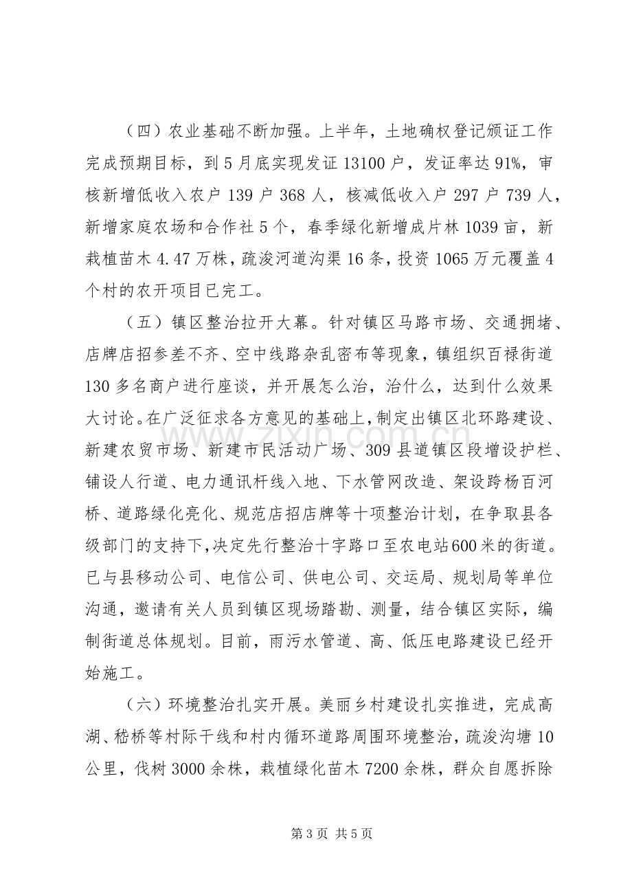 乡镇政府XX年上半年工作总结和下半年工作计划 .docx_第3页