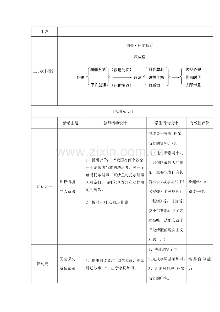 八年级语文下册 4《列夫托尔斯泰》教案 新人教版-新人教版初中八年级下册语文教案.doc_第3页