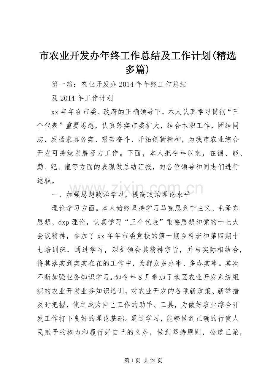 市农业开发办年终工作总结及工作计划(多篇).docx_第1页