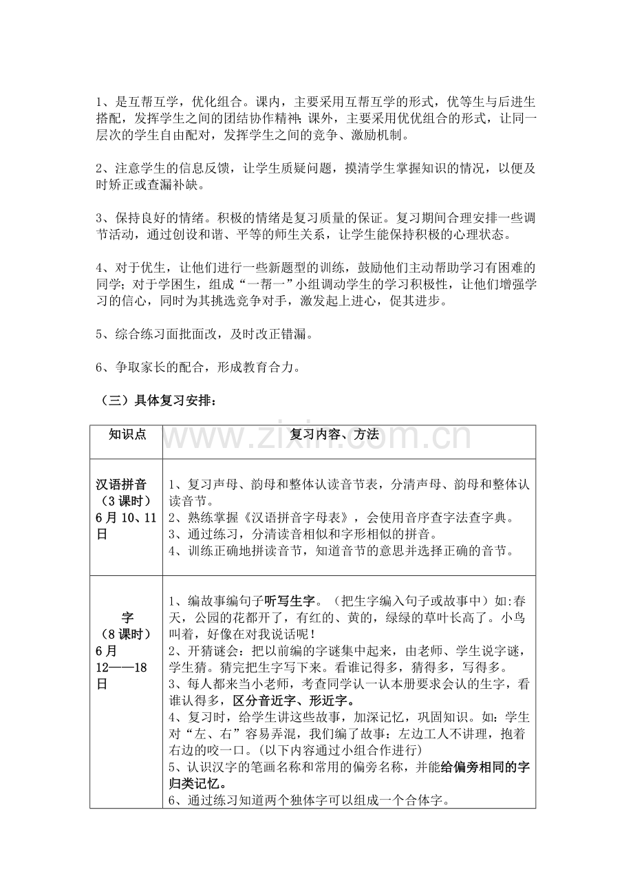 一年级下学期语文复习计划.doc_第3页