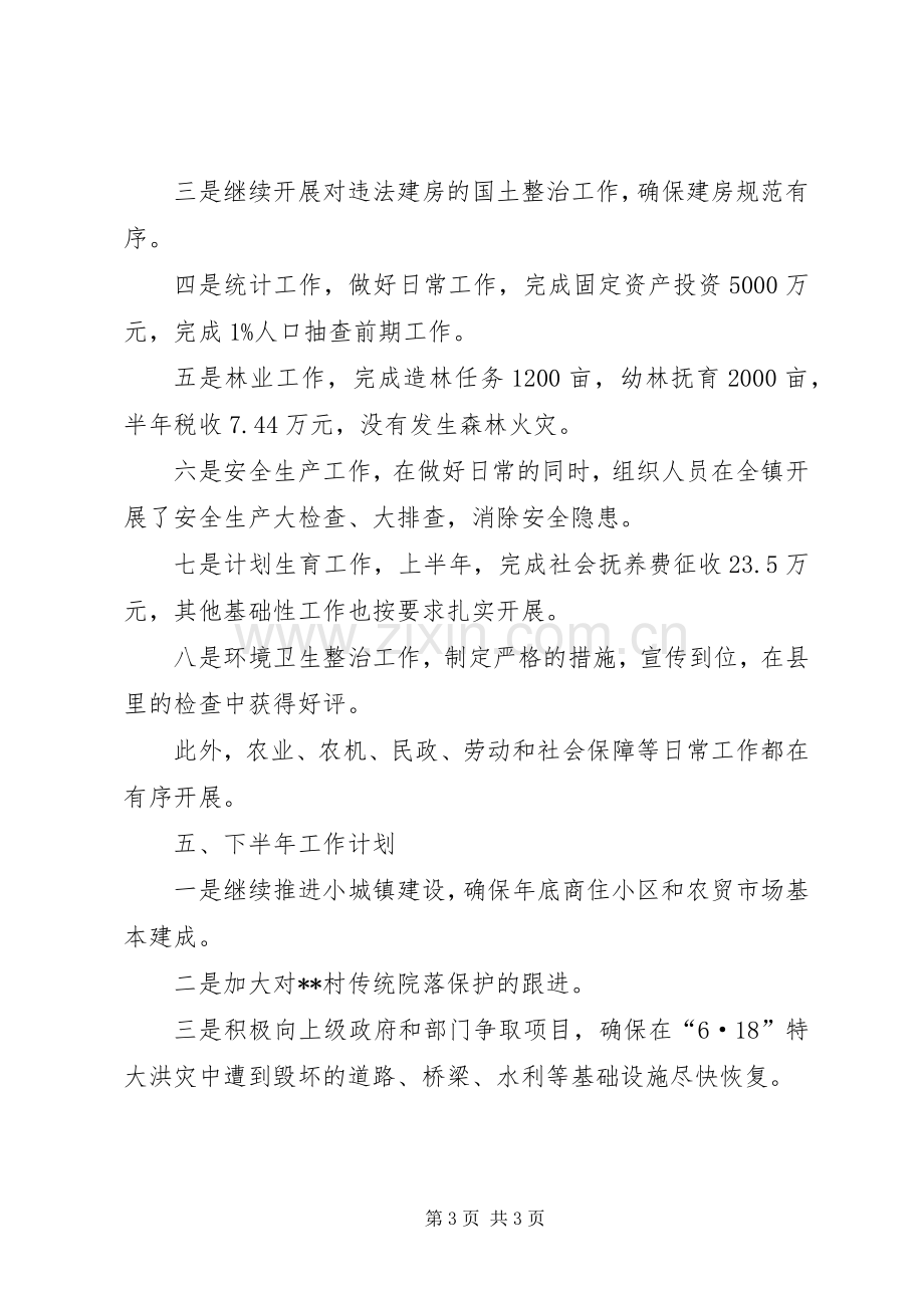 镇XX年半年总结和下半年工作计划_1.docx_第3页