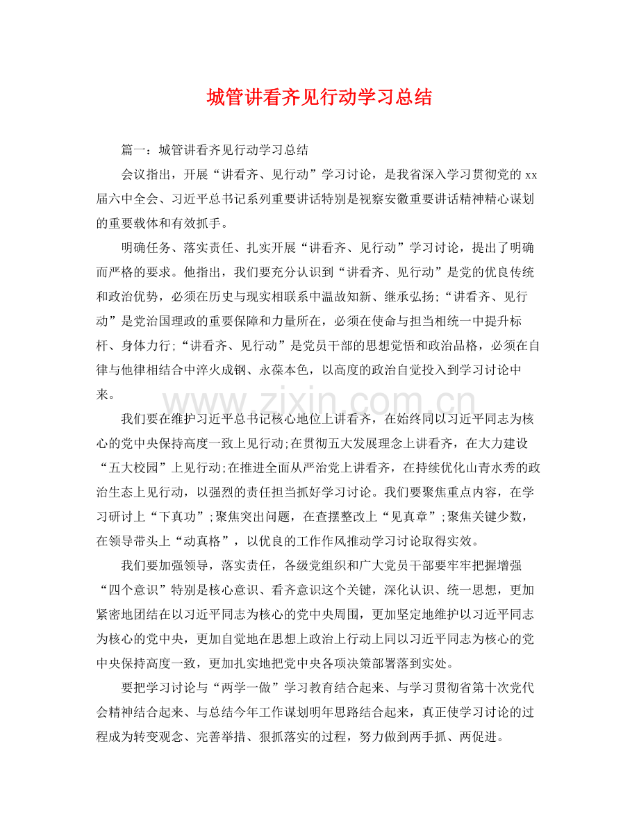 城管讲看齐见行动学习总结 .docx_第1页