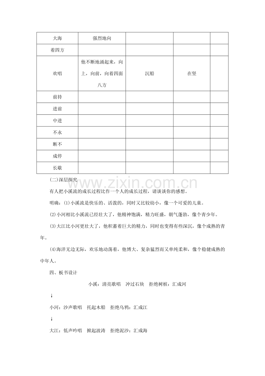 秋季版七年级语文上册 16《小溪流的歌》教案 语文版-语文版初中七年级上册语文教案.doc_第3页