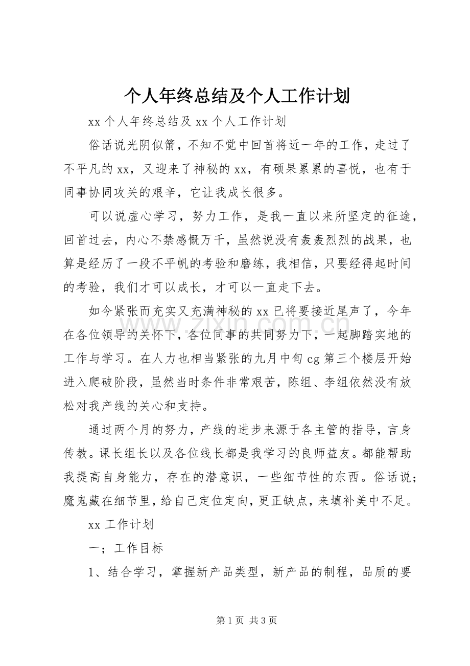 个人年终总结及个人工作计划.docx_第1页