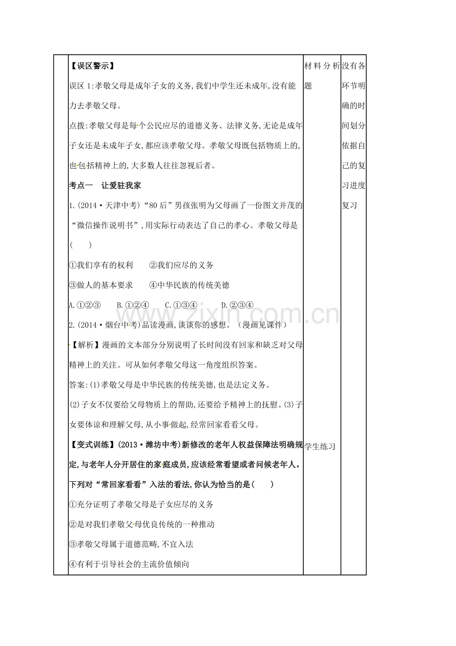 山东省邹平县八年级政治上册 第1单元 让爱驻我家 第1课 相亲相爱一家人复习教案 鲁教版-鲁教版初中八年级上册政治教案.doc_第2页