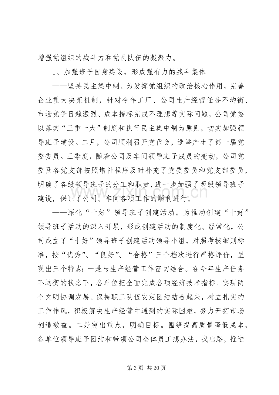 XX公司党委工作总结及工作计划.docx_第3页