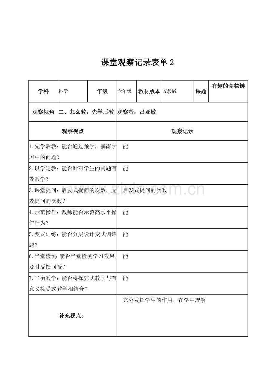 【学员】课堂观察记录表单1.doc_第2页