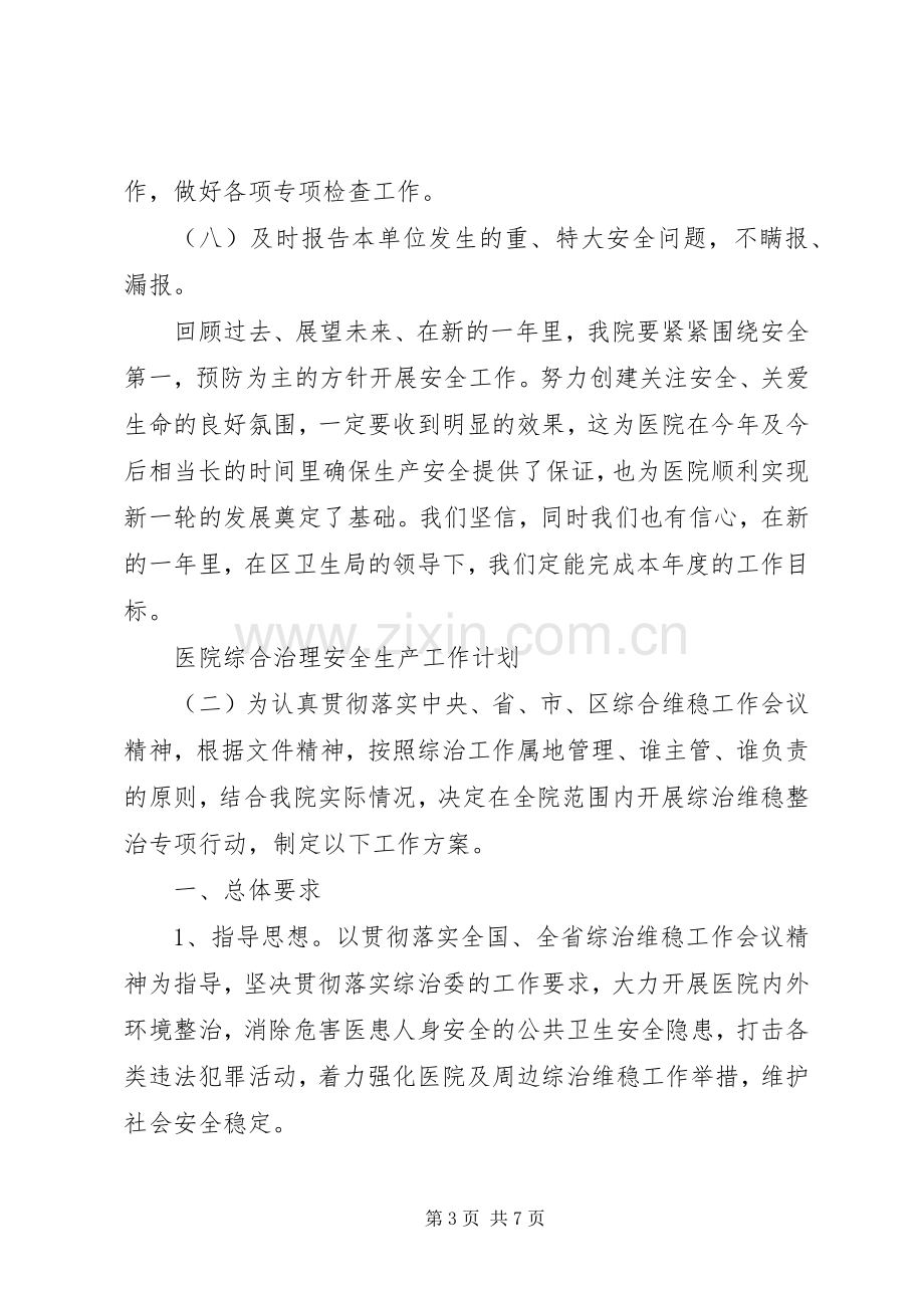 医院综合治理安全生产工作计划 .docx_第3页