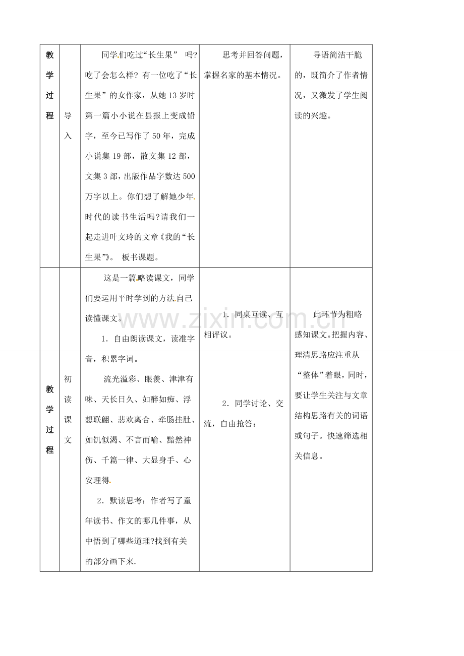 （秋季版）七年级语文上册 22 我的“长生果”教案 河大版-河大版初中七年级上册语文教案.doc_第2页