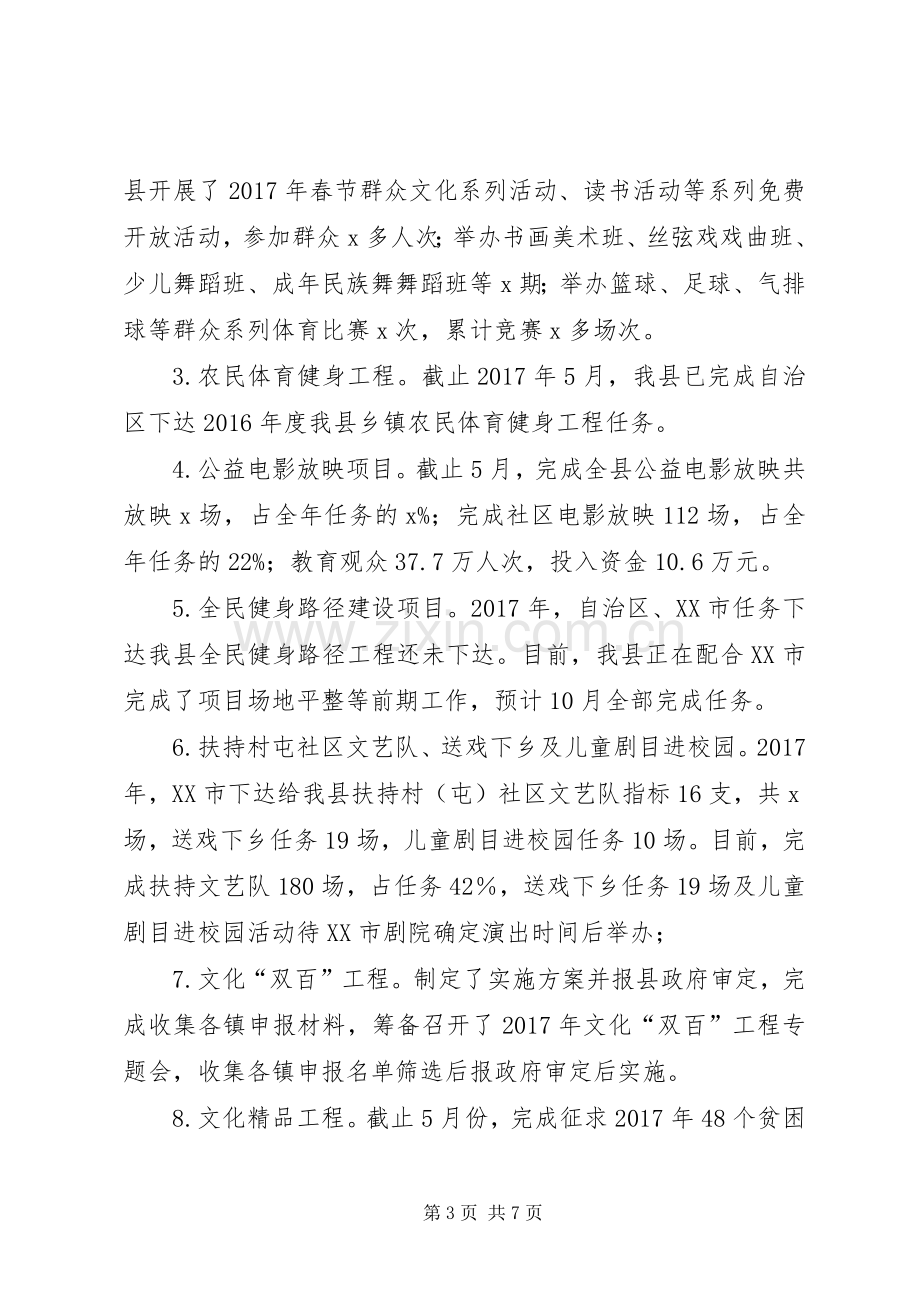 文化新闻出版广电和体育局XX年上半年工作总结及下半年工作计划.docx_第3页