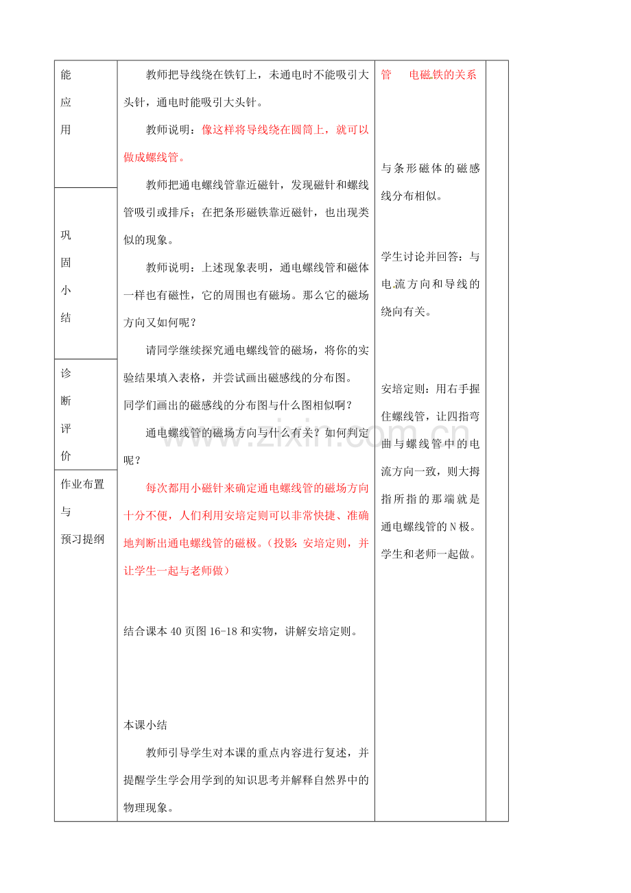 九年级物理全册《17.2 电流的磁场》教案 （新版）沪科版-（新版）沪科版初中九年级全册物理教案.doc_第3页