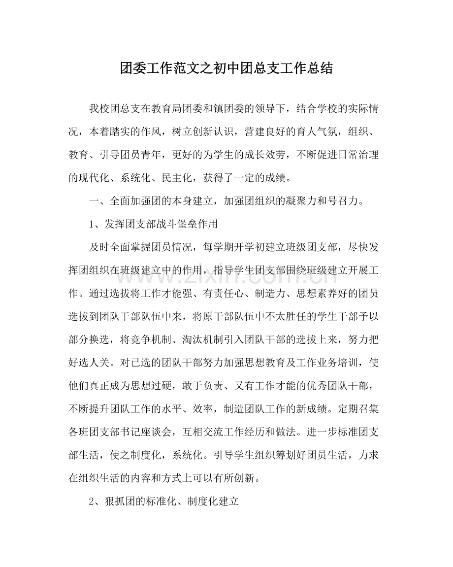 团委工作范文初中团总支工作总结.docx_第1页