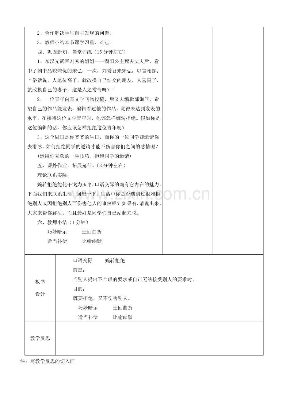 安徽省固镇三中七年级语文上册 口语交际：婉转拒绝教案 （新版）苏教版-（新版）苏教版初中七年级上册语文教案.doc_第2页