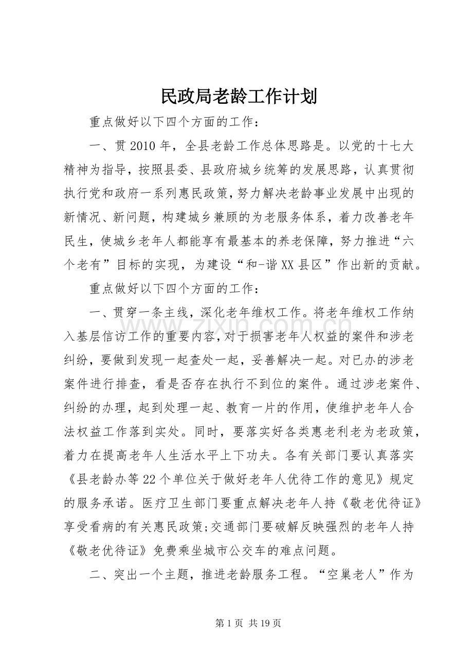 民政局老龄工作计划.docx_第1页