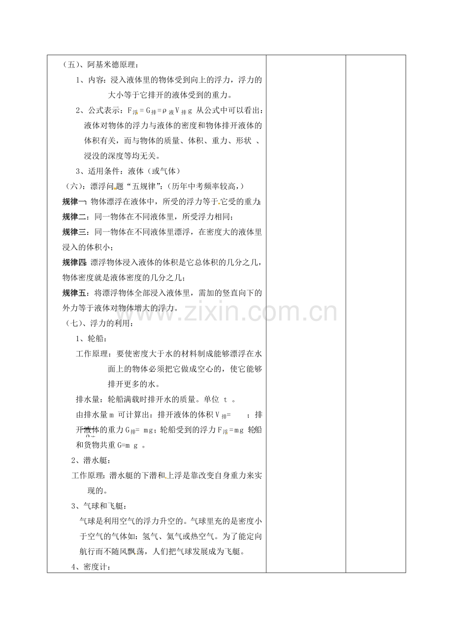 中考物理考点复习13 浮力教案1-人教版初中九年级全册物理教案.doc_第3页