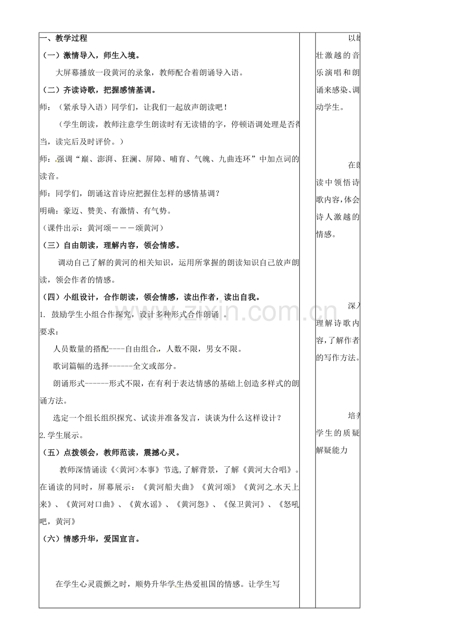 山东省滨州市邹平实验中学七年级语文下册《黄河颂》教案 新人教版.doc_第2页