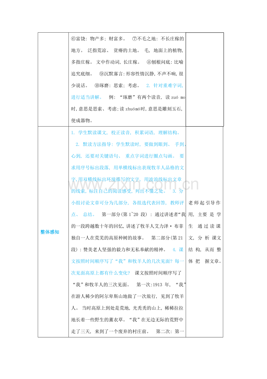 七年级语文上册 第四单元 人生之舟 13 植树的牧羊人高效教案 新人教版-新人教版初中七年级上册语文教案.docx_第3页