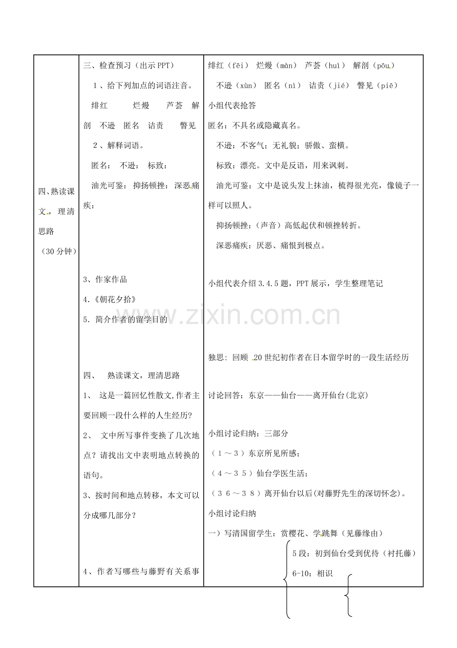 辽宁省恒仁满族自治县八年级语文下册 1 藤野先生教案（第1课时）（新版）新人教版-（新版）新人教版初中八年级下册语文教案.doc_第2页