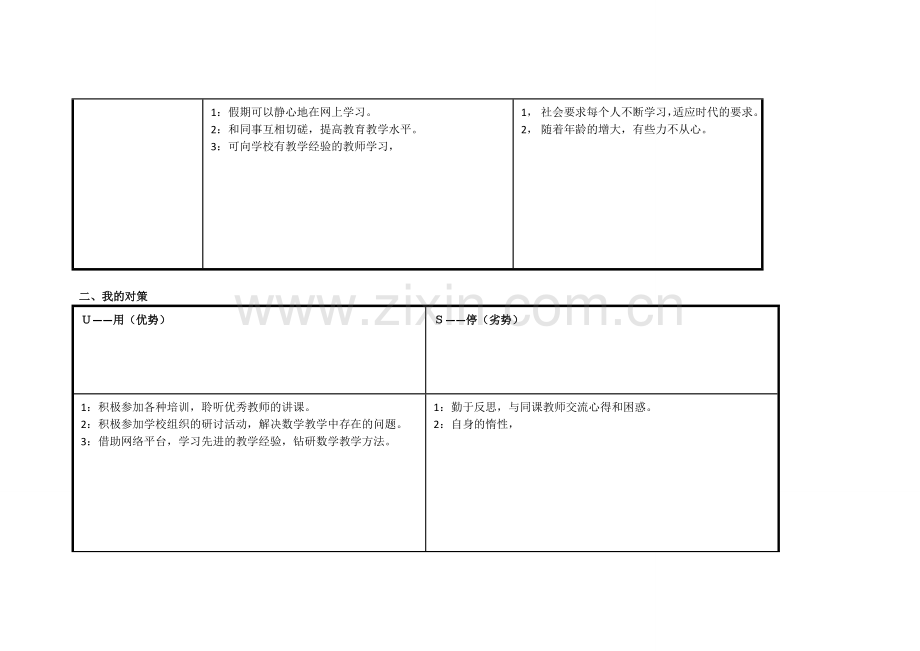 米素艳个人自我诊断SWOT分析表.doc_第2页