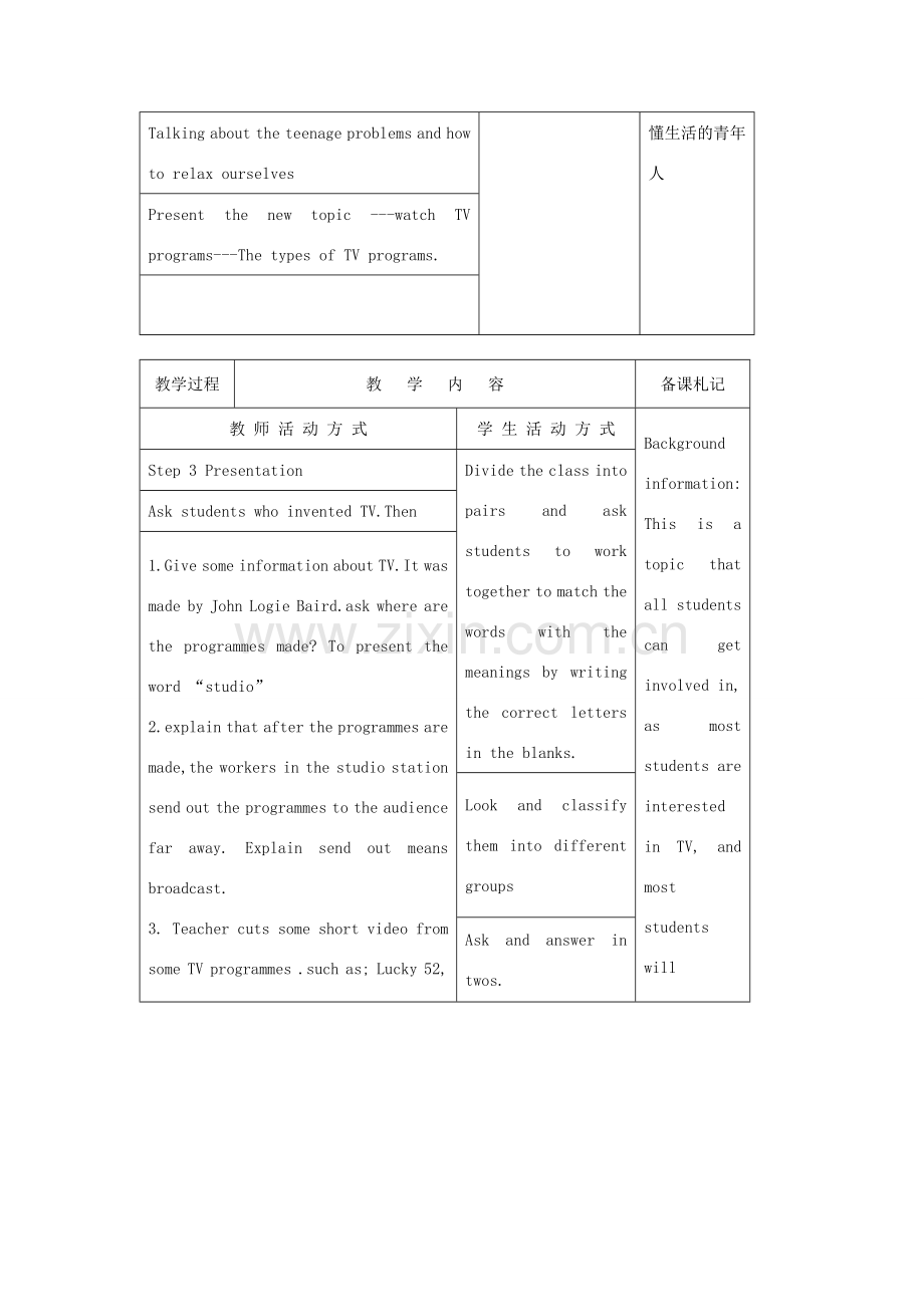 江苏省淮北中学九年级英语上册 Unit 4TV Programmes教案 牛津译林版.doc_第2页