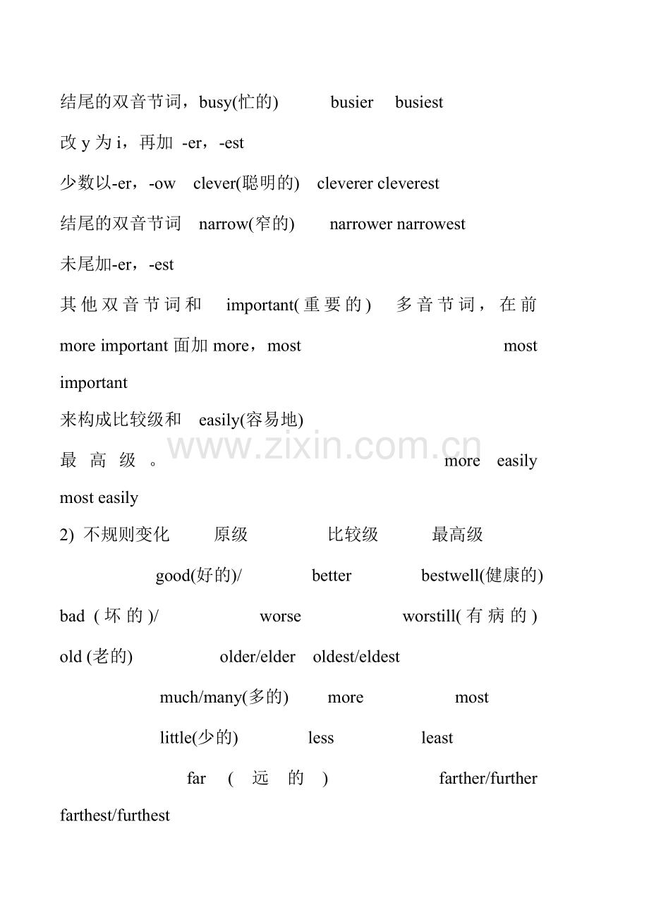 八年级英语Unit 7 形容词副词比较级和最高级的构成湘教版.doc_第2页