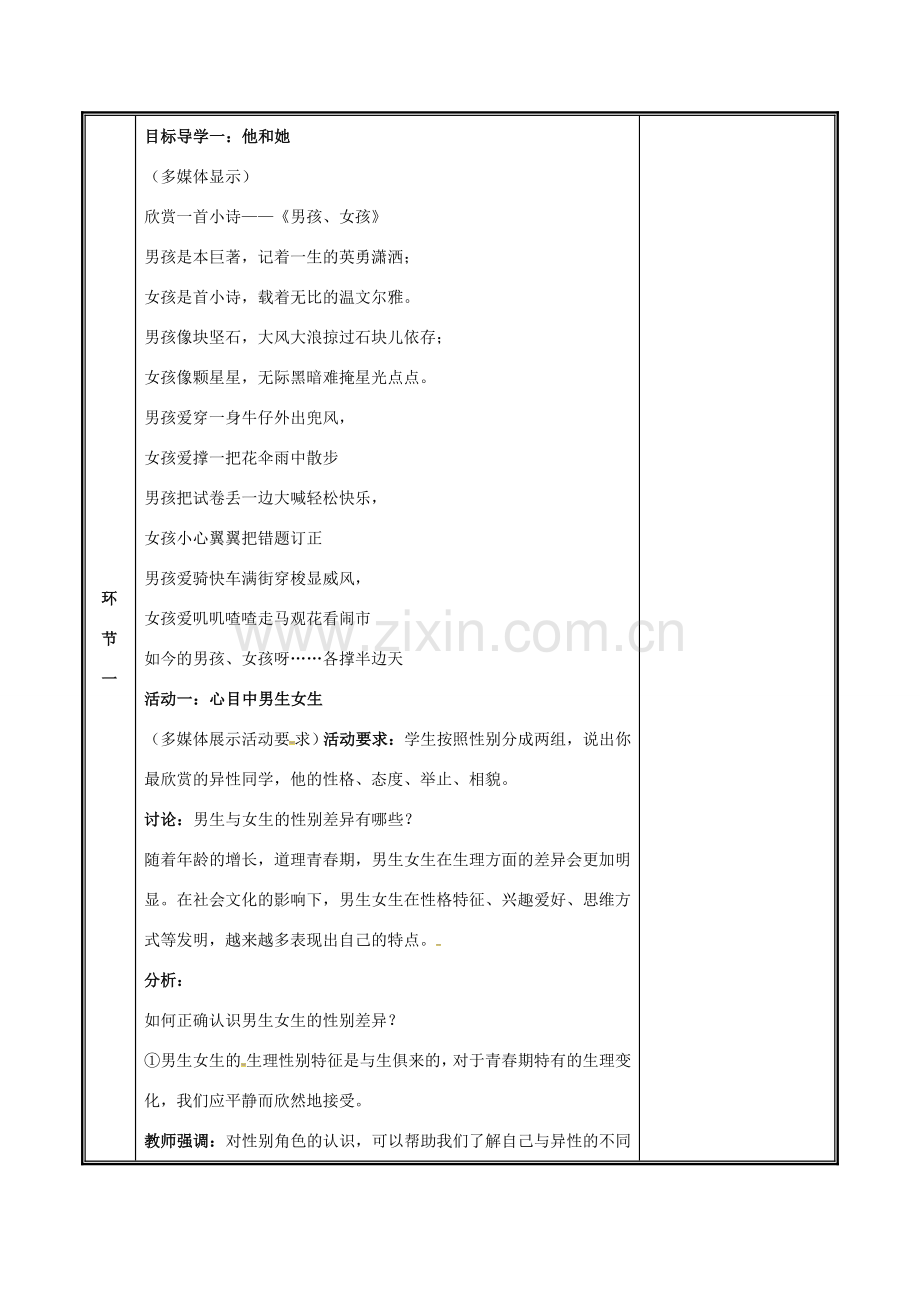 七年级道德与法治下册 第一单元 青春时光 第二课 青春的心弦 2.1 男生女生教案 新人教版-新人教版初中七年级下册政治教案.docx_第2页