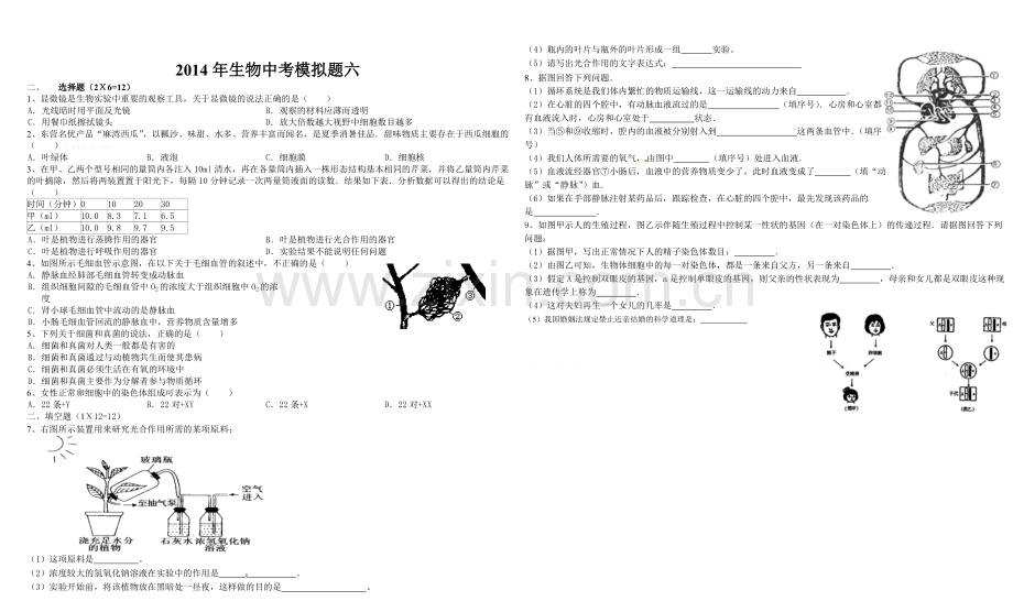 2014年生物中考模拟题5.doc_第2页