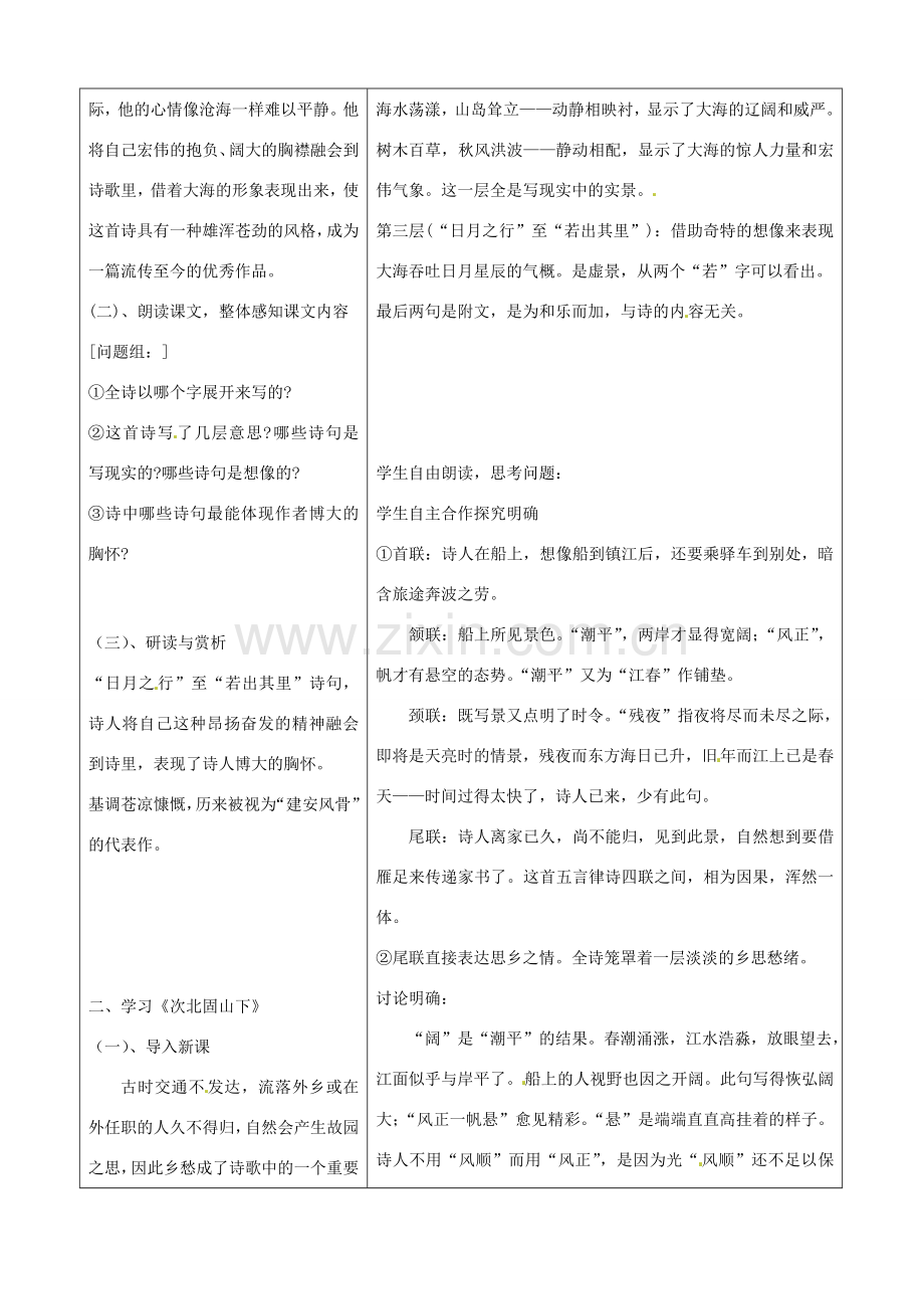 山东省郯城三中七年级语文《古代诗词四首》教案1.doc_第2页