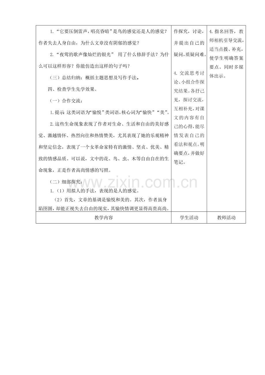 甘肃省酒泉市瓜州二中八年级语文下册《狱中书简》第二课时教案 北师大版.doc_第2页